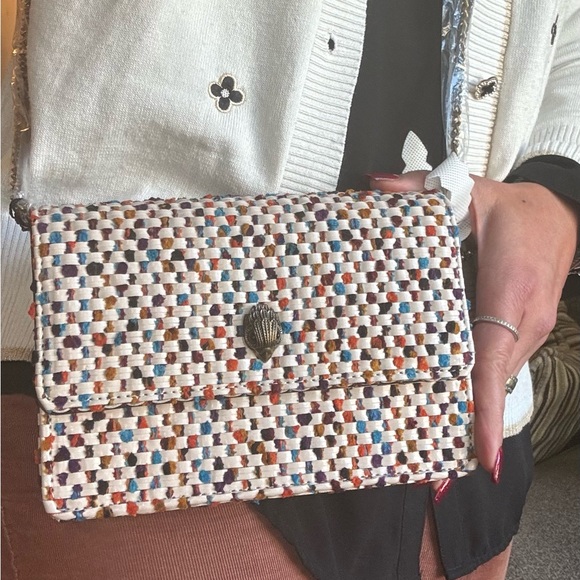 Authentic KURT GEIGER Leather/braided magnetic closure flap eagle head Crosby - Picture 2 of 16